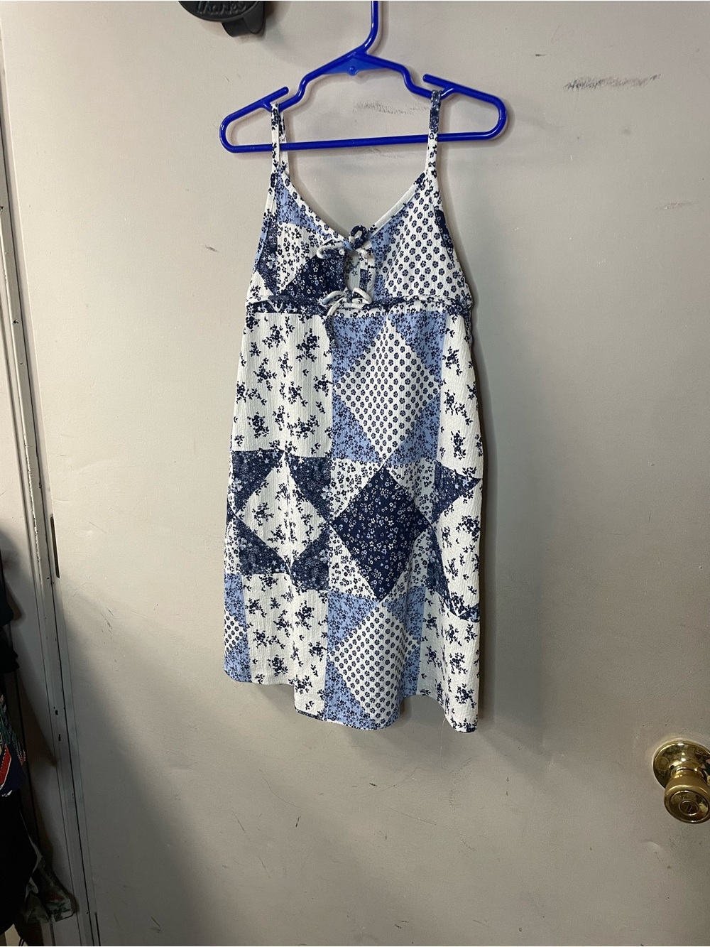Zara little girls size 8 blue & white square patch sun dress